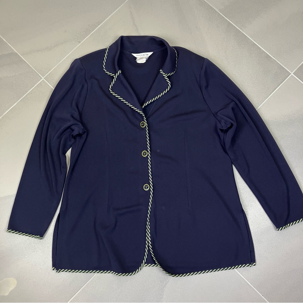 Exclusively Misook Collared Button Front Navy Car… - image 8